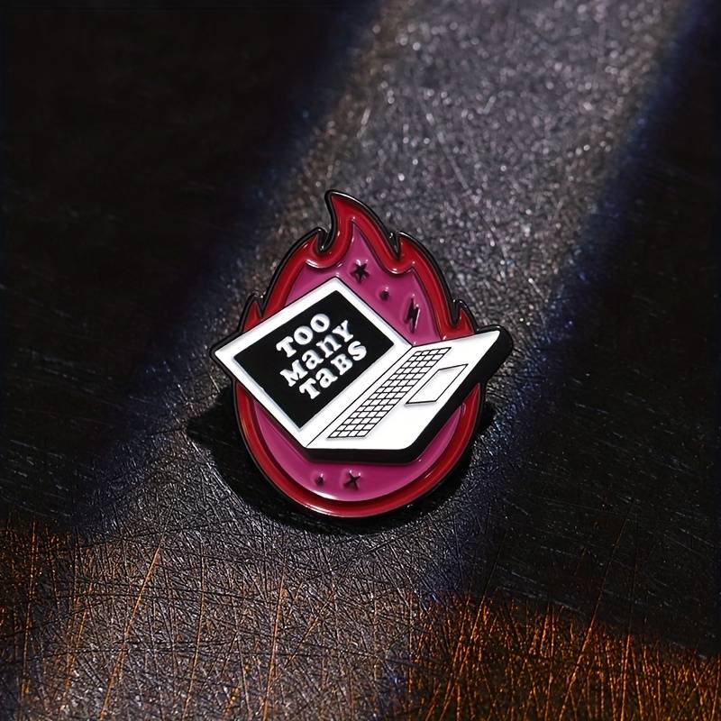 Too Many Tabs Enamel Pins Music Notebook Brooches Lapel Badges Lyrics  Flame Funny Jewelry Gift For Men Friends